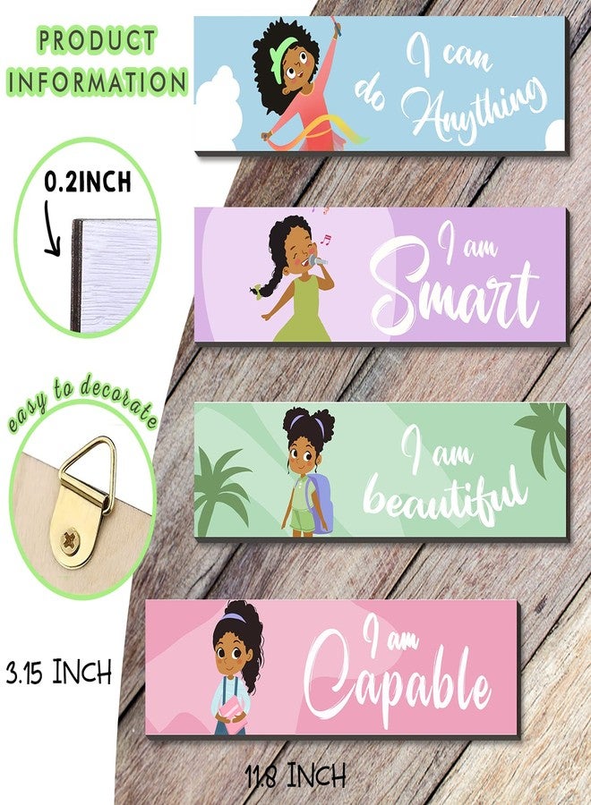 SHLINCO 4 Pieces Motivational Black Girl Wall Decor, Wall Art Inspirational Quotes, Black Girl Theme Room Wall Decor, Perfect for Girl Kids Bedroom Playroom Decoration(QI 58) - Image 2